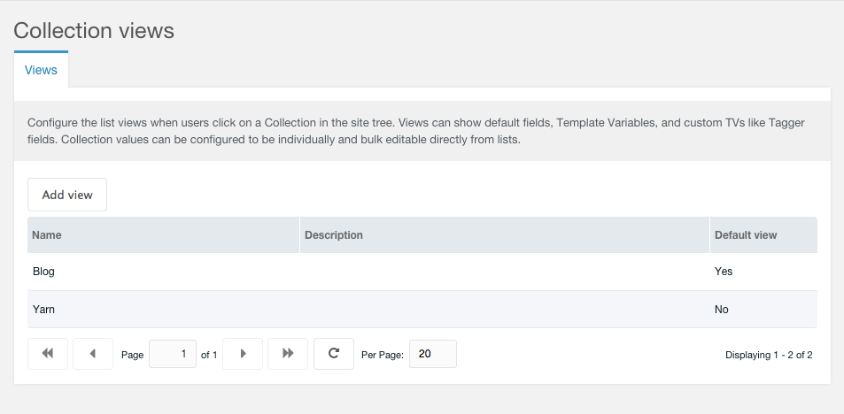 Collection Views menu item