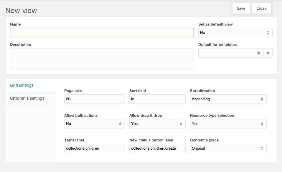 Collection Views menu item