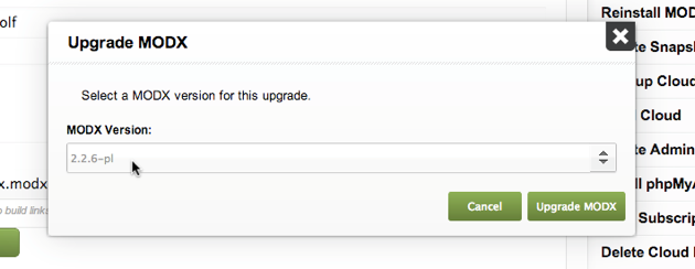 MODX Cloud 2.2.6 Upgrade